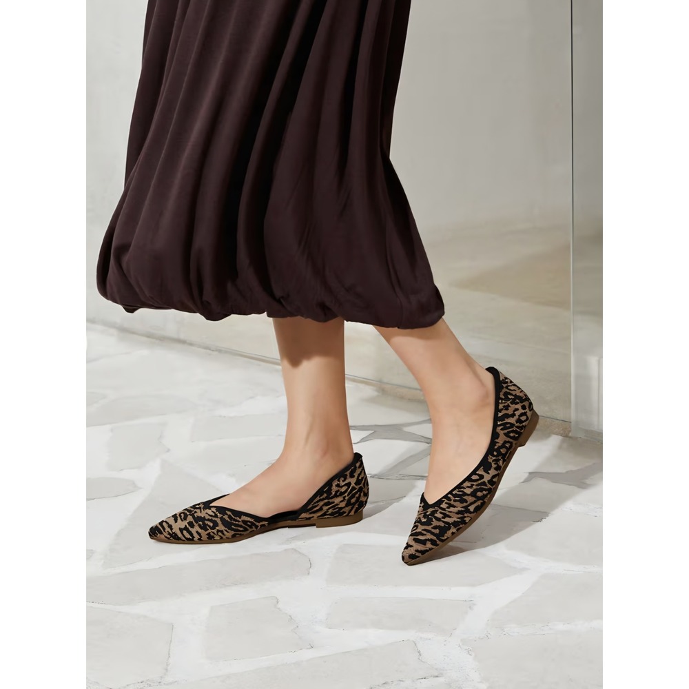 VIVAIA Melia Mini Leopard Pointed Toe D'Orsay Flats Brown Black EU 39 US 8